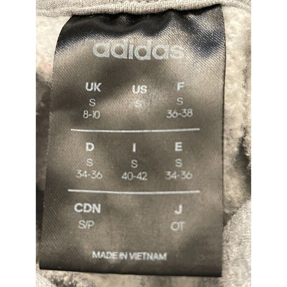 Adidas Essential 3 Stripe Hoodie Sweatshirt Top Size S Fleece Gray EUC B6 - Picture 5 of 6